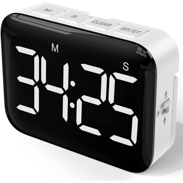 Digital køkkenur 4 tommer stort LED-display magnetisk timer med justerbar lysstyrke og lyd stopur timer, h