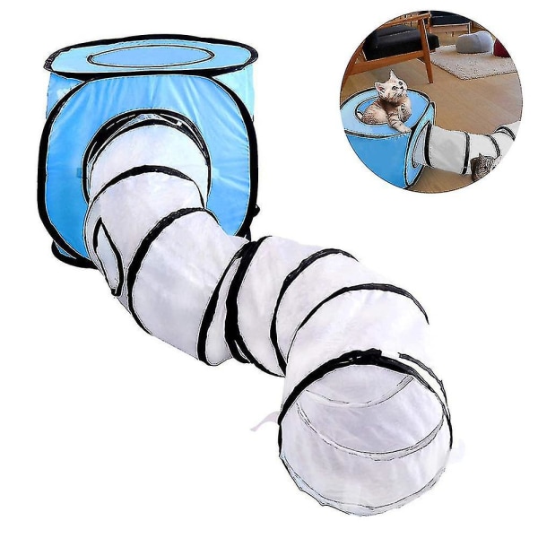 Cat Toy Tunnel And Cubes Bundle Interactive Crinkle Collapsible Tube And Foldable Cubes Playground For Pet, Cats And Puppy