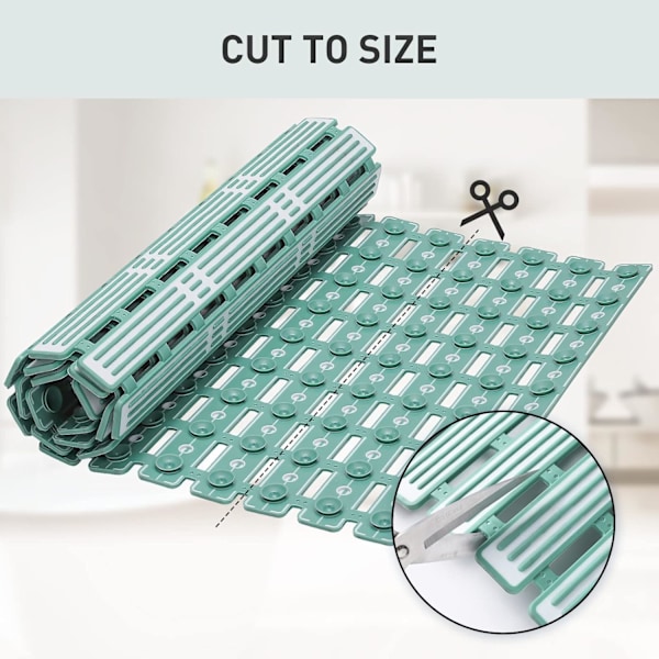Bademåtte skridsikker anti-skimmel - 90x40cm ekstra lang badekar måtter skridsikker brusebad måtter til indvendig bruser, gummi brusebad skridsikker måtte med sugekop Green 90×40CM/36×16INCH