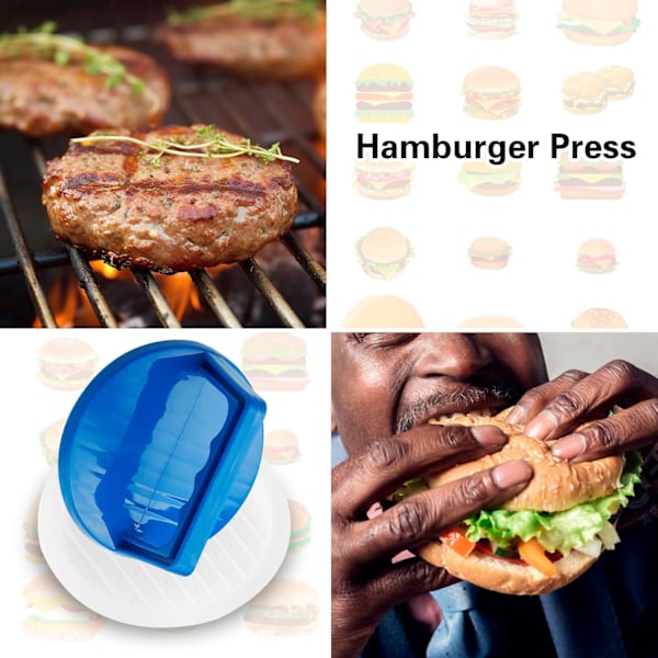 Burger-pihvinvalmistaja, pyöreä tarttumaton täytetty hampurilaispuristin, murskattu hampurilaispuristin, pihvi, hampurilaisliha, makkara, naudanlihavalmistaja, muotti Blue 2 PCS