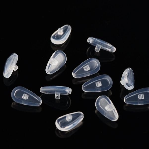 Brillereparationssæt 10 par luftkammer næsepuder silikone med skruer Pincet og rengøringsklud (13 mm)