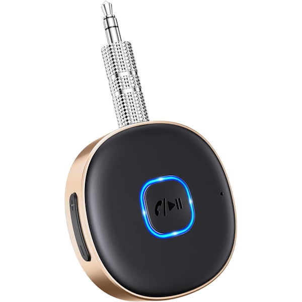 Bluetooth 3.5 mm AUX-adapter för bil, Mini Bluetooth 5.3-bilförstärkare för stereo/högtalare/trådbundna hörlurar, Bluetooth-bilsadapter AUX, handsfree Gold