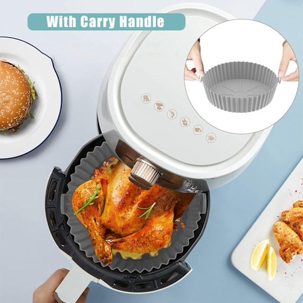 Airfryer Silikonform, 2-pack återanvändbara Airfryer-foder, Airfryer-tillbehör, Köktillbehör Ersättning för engångs pergamentpappersfoder