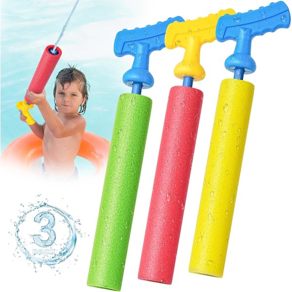 Vattenpistoler för Pool, 4-pack, 12 Meter Räckvidd, Strandleksaker för Sommarfest, Utomhusleksaker för Pojkar, Flickor, Vuxna och Barn 3-12 År Red+yellow+green Power Handle*3