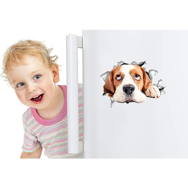 3d-kissatarrarat - 2 pakkausta - Toiveikas beagle -seinätarrat - Tarrat makuuhuoneeseen - Jääkaappi - WC - Huone - Vähittäismyyntipakkaus