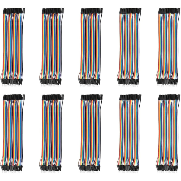 40p färg Dupont-tråd 2,54 mm Breadboard-kabel Matchande kit hane till hona anslutningskabel för datorelektronik 10 delar set