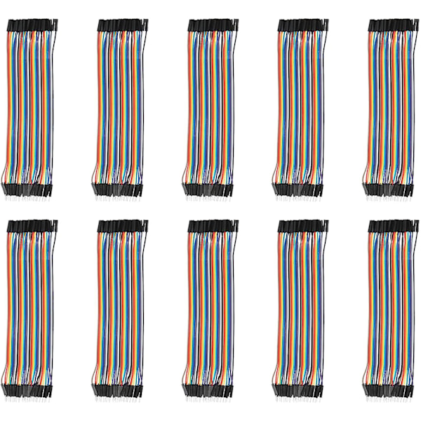 40p värillinen Dupont-johto 2,54 mm:n leipälaudankaapeli, sovitussarja, uros-naaras-liitäntäkaapeli tietokoneen elektroniikkaan, 10 kappaleen sarja