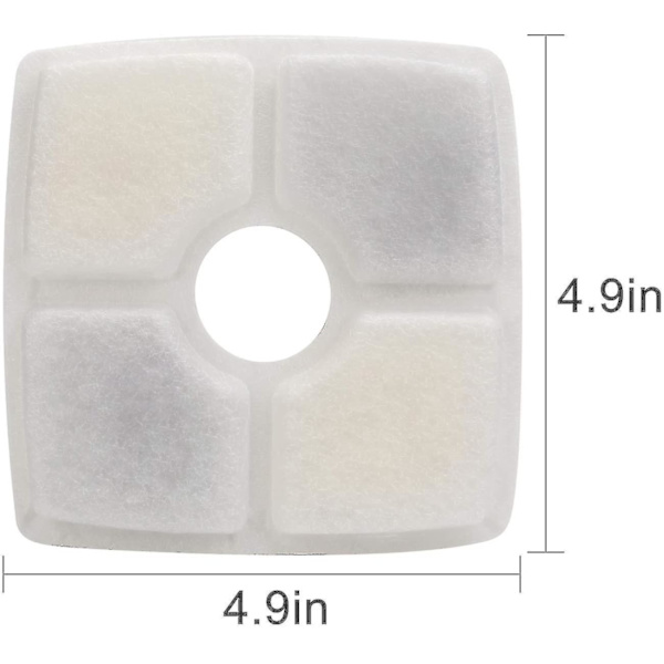 Kattvattenfontänfilter, fyrkantiga ersättningsfilter, 8-pack kolfilter