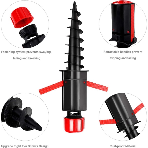20-32 Mm (1 stk) Anker Paraplyholder, Strandparaplyholder i Plast til Sandstrand eller Jord, Kvalitetsskruet Jordsokkel W