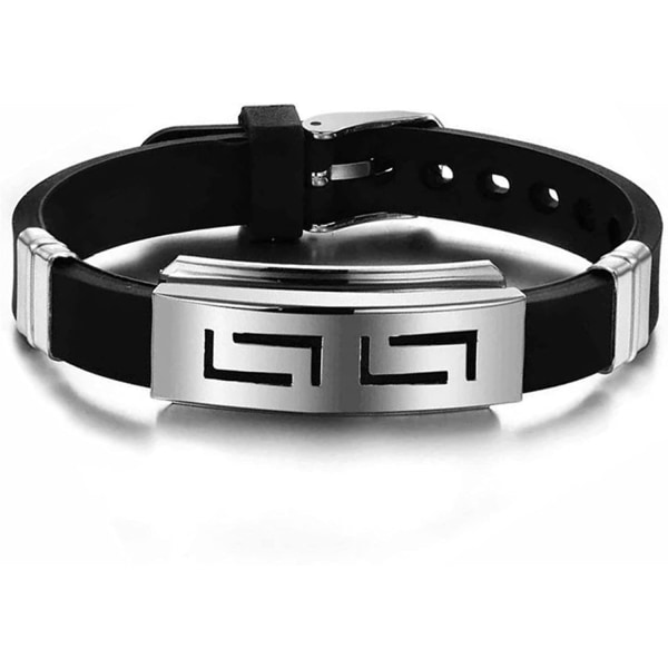 4st Nyckelmönster för män justerbart armband Armband med spänne (svart)
