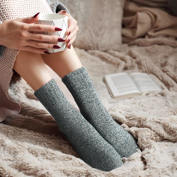 Varmsockor för Kvinnor 5 Par Tjocka Sockor Dam Vinter Varma Ullsockor Nordiska Sockor