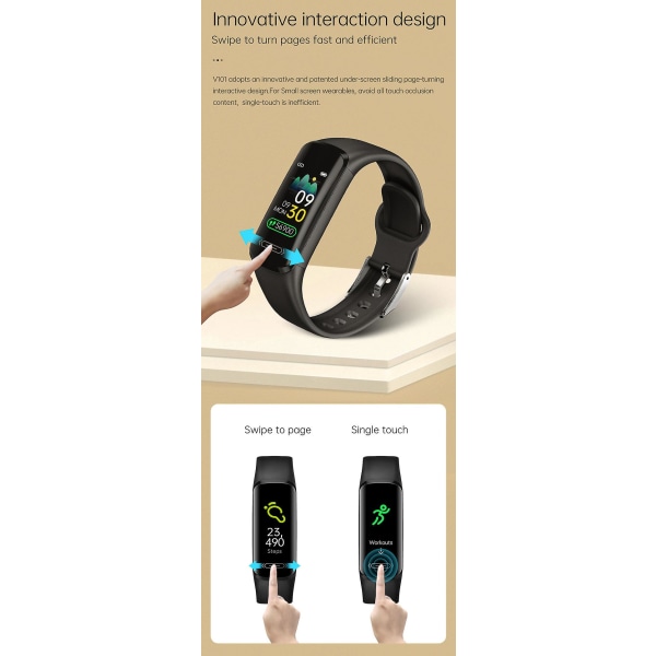 Fitness Tracker Klokke Vanntett Smart Watch Puls Søvn Monitor Armbåndsur