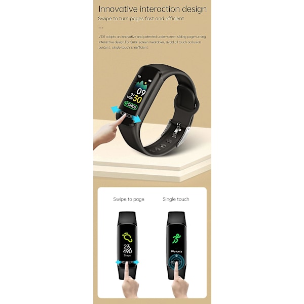 Fitness Tracker Watch Vanntett Smart Watch Pulsmåler Søvnmonitor Armbåndsur