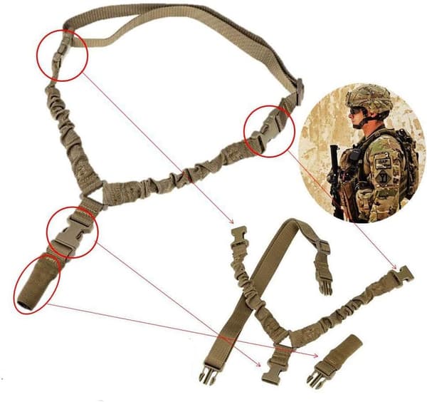 Justerbar enpunktsrem taktisk airsoft elastisk rem