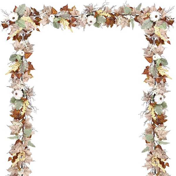 2 Pakke Efterårsguirlande Ahornblad, 5,9Ft/Stk Hængende Vingguirlande Kunstig Efterårsløv Guirlande Thanksgiving Dekoration til Hjem Bryllup Pejs White&brown