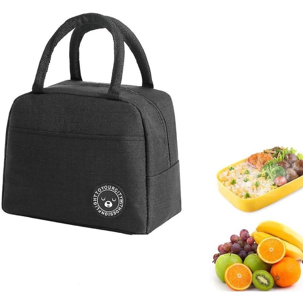 Isoleret frokostpose, frokostpose, bærbar frokostpose, vandtæt frokostpose, bærbar frokostpose sort