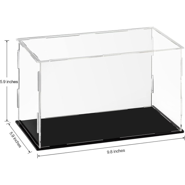 Akryylinen näyttölaatikko Kirkas akryyli työtasoinen näyttökuutio keräilyhahmoille - musta, 25x15x15cm (9,8x5,9x5,9 tuumaa)