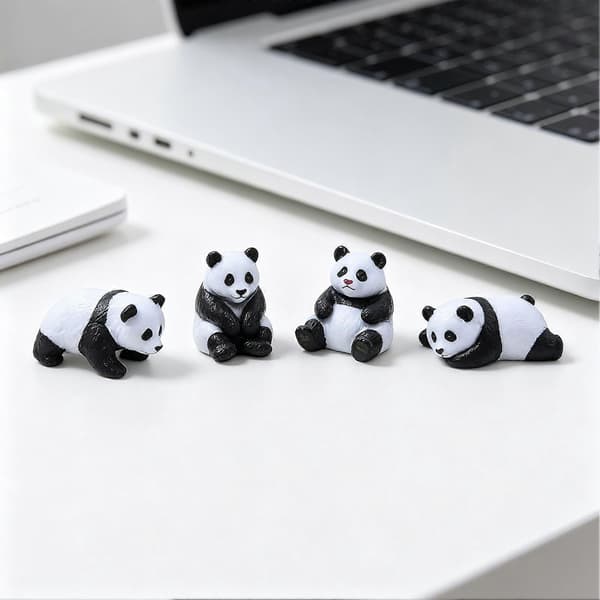 Miniature Panda Kagepynt - Realistiske Detaljer & PVC Materiale - til DIY Mikrolandskab