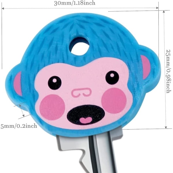 Gumminøkkelhetter Fleksible nøkkeldeksler Capser Nyhet Cute Monkey-nøkkeldeksler passer til de fleste standardnøkler laget for enkel identifikasjon av dørnøkler (6 stk, tilfeldig farge