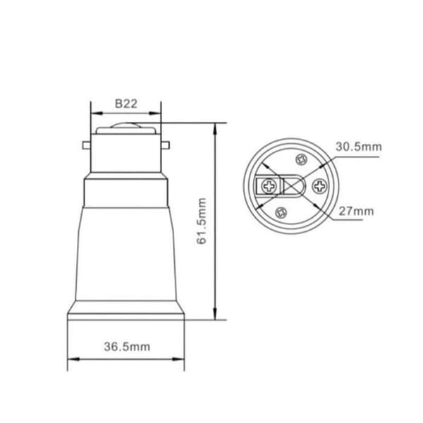 B22 til E27 stikkonverter, pærefatningsadapter, pæreholder, 4 stk. LAMP SOCKET – BUND