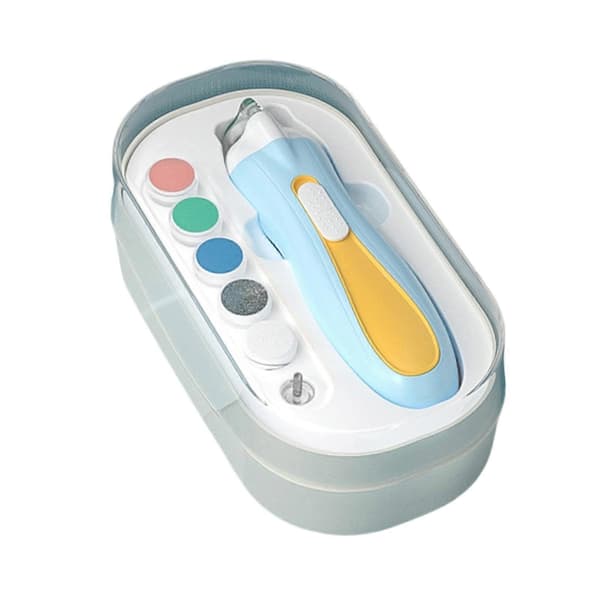 Elektrisk negleklipper babylaktrimmer med LED-lys bærbar genopladelig børnemanicure Blue