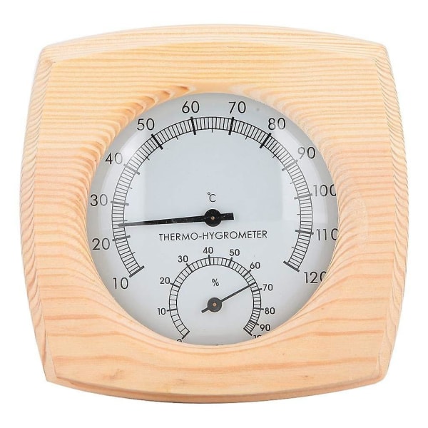 Træ termo-hygrometer termometer hygrometer dampbad sauna rum Fahrenheit tilbehør (1 stk, træ farve)