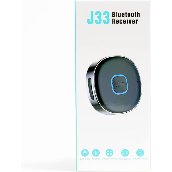 Bluetooth 3.5 mm AUX-adapter för bil, Mini Bluetooth 5.3-bilförstärkare för stereo/högtalare/trådbundna hörlurar, Bluetooth-bilsadapter AUX, handsfree Black
