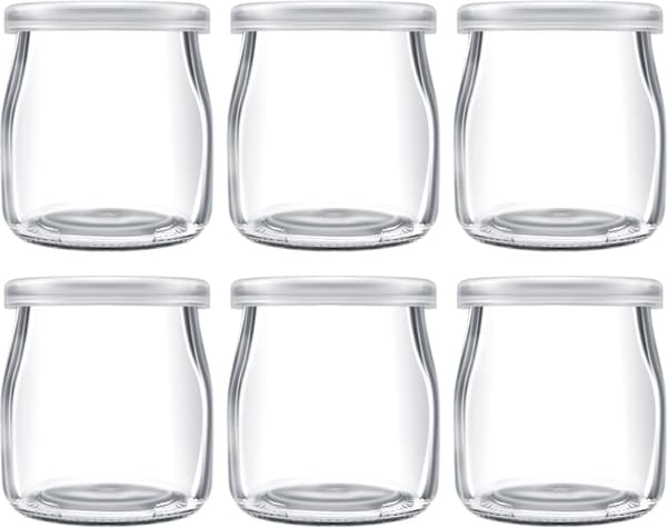 200 ml Yoghurt Budding Glas med Plastiklåg Mini Kop Små Glasflasker (6)