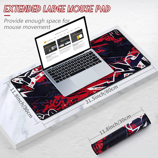 Musematte Gaming Stor Skrivebordsmatte (31,5 x 11,8 x 0,12 tommer) Vaskbar Musematte Bærbar PC-Skrivebordsmatte, Japansk Musematte med Sklisikker Gummibase, Utvid mouse pad Y12 XL