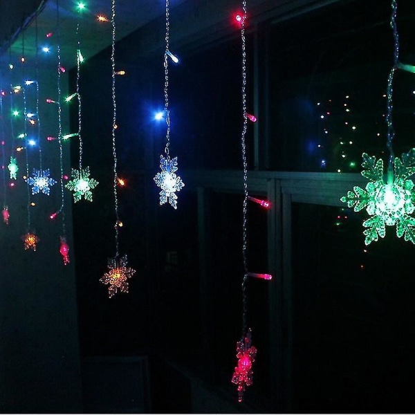 Forskellige formet Led Gardin String Light Party Have Farverig Udendørsbelysning Boligindretning EU-stik Varmt hvidt snefnug