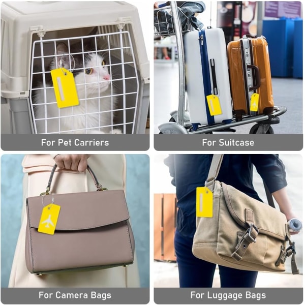 2 kpl matkatavaralappuja, silikonisia matkatavaratarroja, matkalaukun set, käsilaukkujen etikettitarroja Matkatarvikkeita kirjattuihin matkatavaroihin, käsimatkatavaroihin ja #3 Yellow 2PCS ^1 2PCS