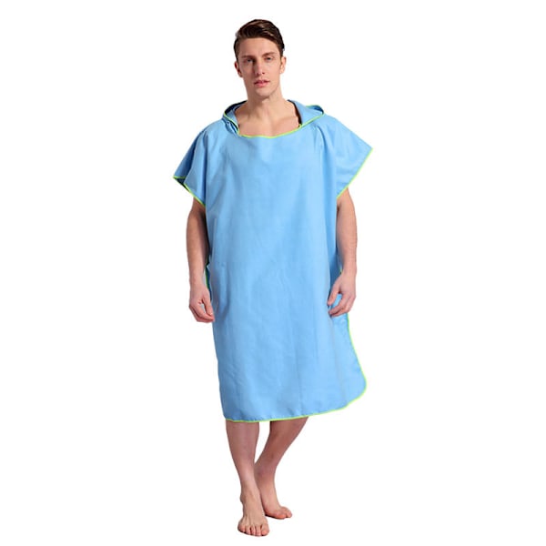Bytesrock Mikrofiber Handduk Poncho med Huva för Strand Surfing Simning Våtdräktsbyte, Snabbtorkande & Lättvikt, Passar Män Kvinnor Vuxna Sky Blue