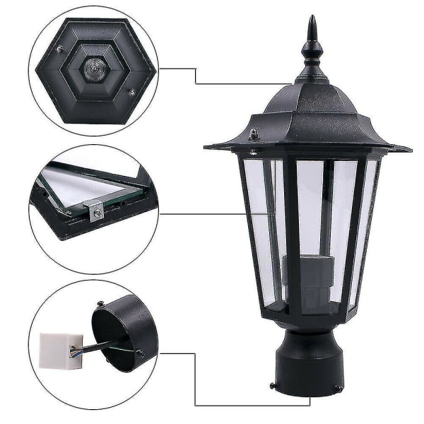 Post Pole Light Outdoor Garden Patio Driveway Yard Lantern Lamp Black Top