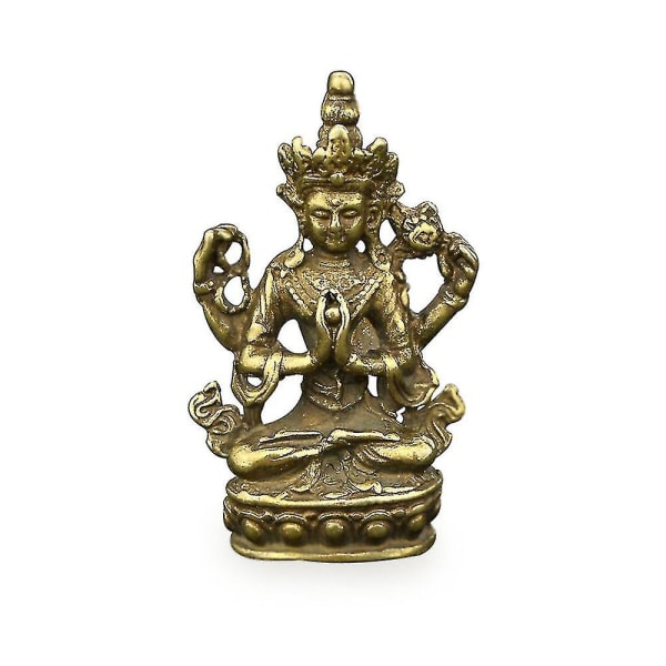Antik Buddha-staty av koppar Heminredning för små prydnadsföremål A