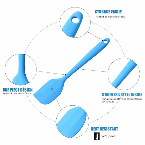 Silikon Spatelsett med 5 - 500°F Varmebestandige Sømløse Gummispatler Kjøkkenredskaper Non-Stick for Matlaging, Baking og Blanding (22cm / 8.6inch)