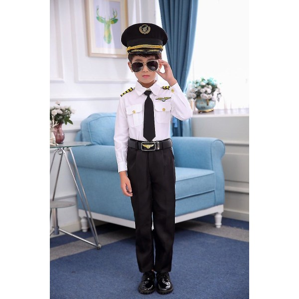 Professionelle børn pilot kostumer Cosplay stewardesse fly Aircraft Air Force Performance Uniformer-inkluderer 110 korte ærmer 2