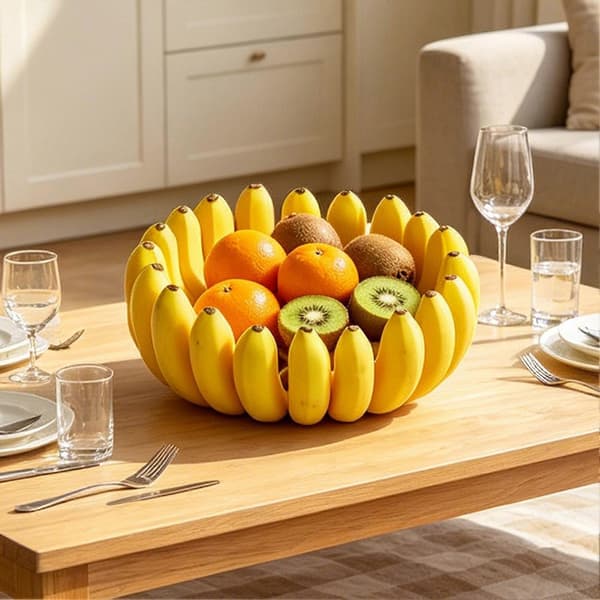Fruktskål i bananform – 3D-printad rolig – för hem, kök och matsal 15cm