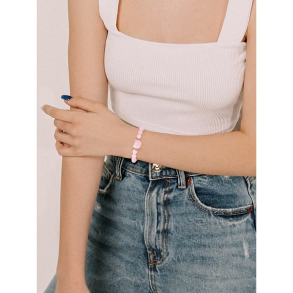 Krystall Kattearmbånd for Kvinner 8mm Krystallstein Perlearmbånd Beskyttelse Healing Krystaller Edelstener Stretch Armbånd Lykkearmbånd Smykker Katte pink
