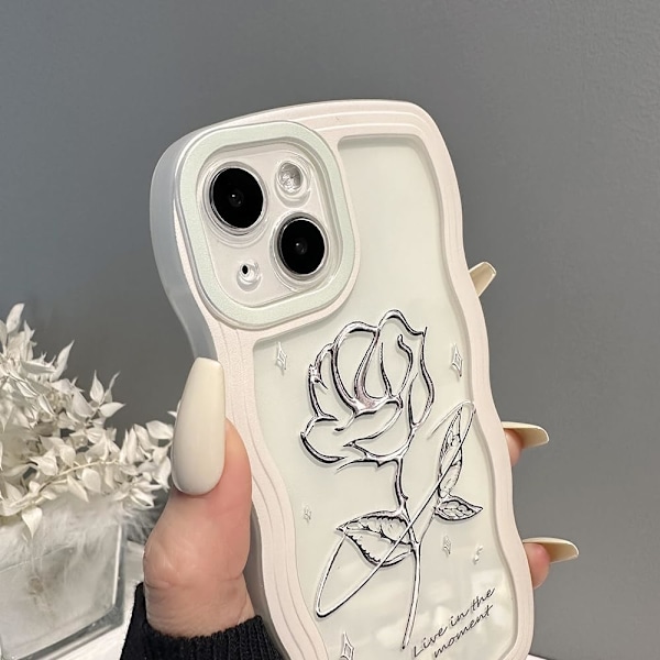 Genomskinligt skal för iPhone 14 Pro Max 6,7 tum, Sött enkelt vågigt ramverk Slim Fit Stötsäkert telefonskydd Translucent Mjukt Sött skyddande T