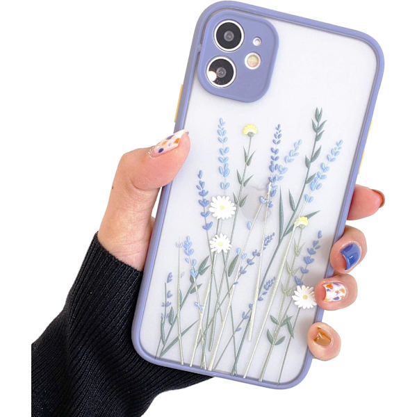 Kompatibel med iPhone 11 för flicka kvinna, blommigt blommönster, smal design, skyddande hårt PC-baksida med mjukt stötsäkert TPU-stötfångartelefonfodral - P