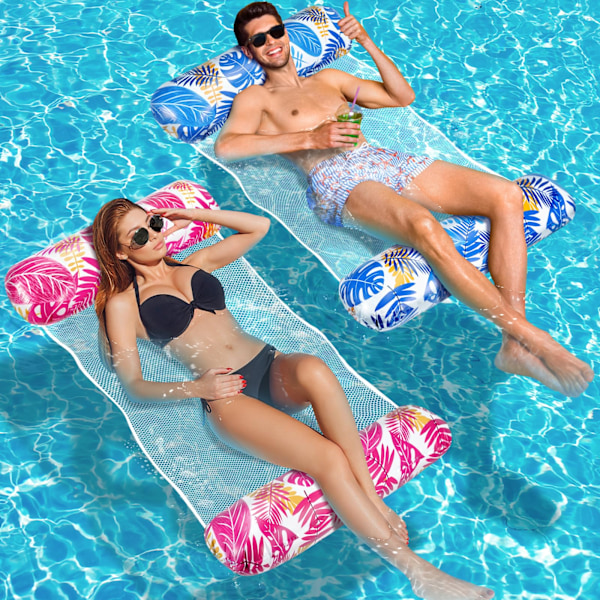 XL Poolmatta, 2-pack Uppblåsbar Poolmatta, 4 i 1 Uppblåsbara Poolflottar för Vuxna & Barn, Poolmatta Vuxna & Barn