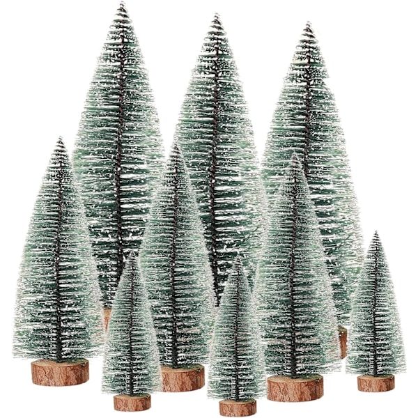 9 Pcs Mini Christmas Trees, Mini Sisal Christmas Trees, Artificial Snow Frost Trees, Table Model Trees, Christmas Tree Ornaments, Table Tops, Ch