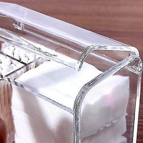 Q-tips holder dispenser for bomullsballer, bomullspinner, bomullsrondeller, tanntråd, 3 roms apotekerkrukker i plast, organisering og oppbevaring på badet, v