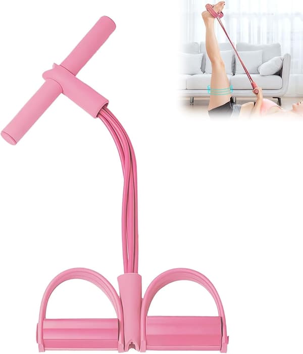 Motståndsrep - Elastisk Yogapedalrem - Träningsutrustning - Sträckning av mage/midja/arm/ben - 6 rör - Rosa