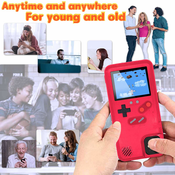 iPhone Pelikotelo, Retro Itsenäinen Kotelo, 36 Hauskaa Minipeliä, Värinäyttö, iPhone 15 Videopelikotelo (Punainen) red