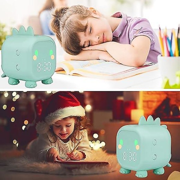 (grön) Väckarklocka Barn Flickor Pojkar Led Digital Väckarklocka, Dinosaurie Digital Väckarklocka, Justerbar Volym Timer, Snooze Nattljus Usb Laddningsbar