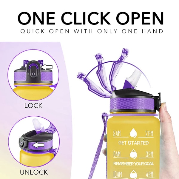 Sportvattenflaska 1 L, 887 ml Läcksäker Design Vattenflaska för Sport, Vandring, Gym, Fitness, Utomhus, Cykling, Skola & Kontor