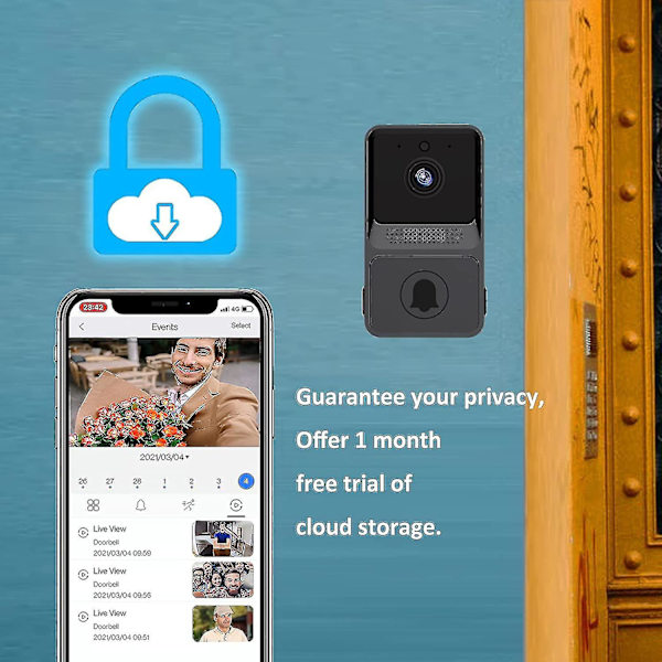 Trådløs fjernbetjent videodørklokke, smart videodørklokke hjemme intercom Hd nattesyn Wifi opladning, smart dørklokke, tovejs samtale, app-styring