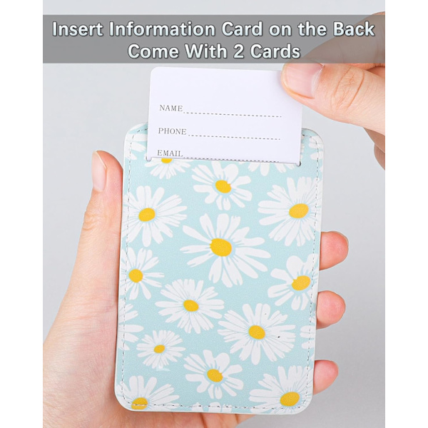3-pak blomster bagagemærker, bagagemærker til kufferter, bagagemærker med navneskilt, synlige, holdbare, rejsetilbehør, PU-læder, Daisie FlowerDaisies 2.7 x 4.2 inch/6.8 x 10.7 cm