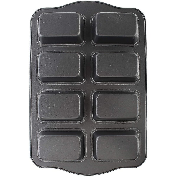 Mini brødform, 8-hulls non-stick muffinsform, karbonstål brownie bakeware for stekeovn - grå